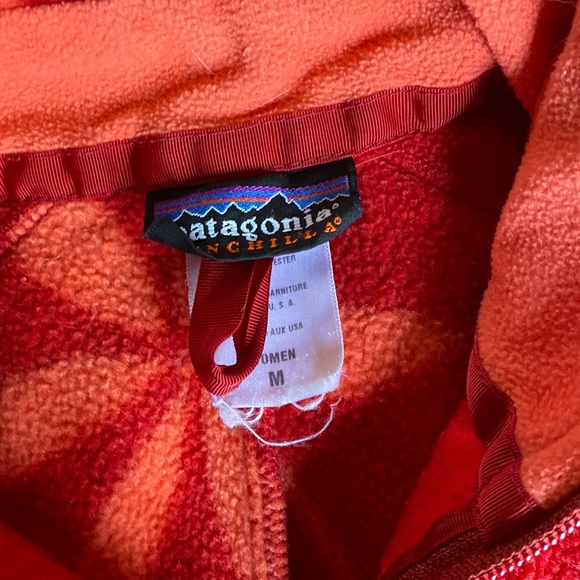 Patagonia synchilla vest fleece cherry red floral flowers womens athletic fit M - Picture 6 of 7